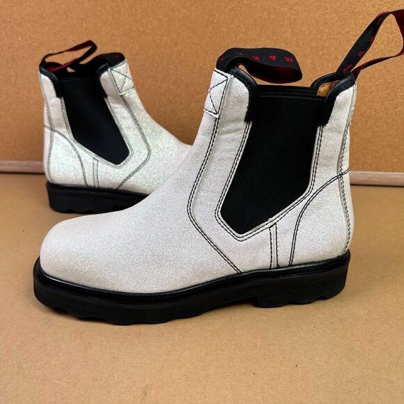 Marni White Glitter Sparkle Chelsea Pull On Boots EU 40 / US Womens 10 - Picture 1 of 7